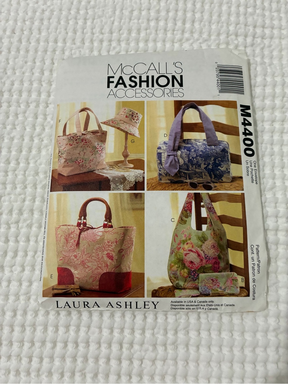 Laura Ashley Fashion Accesories McCalls Pattern.